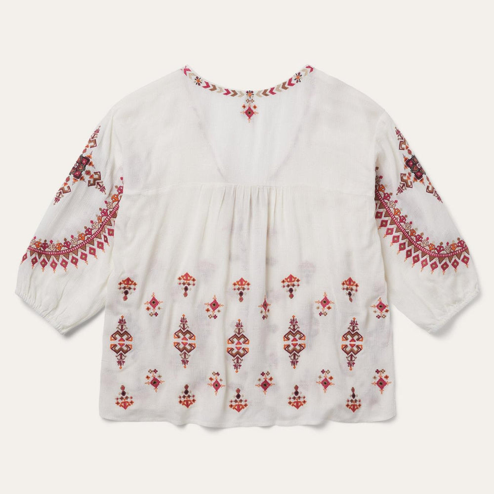 Women Blouses | Stetson Dobby Peasant Blouse White
