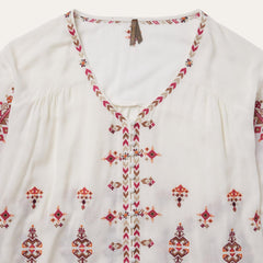 Women Blouses | Stetson Dobby Peasant Blouse White
