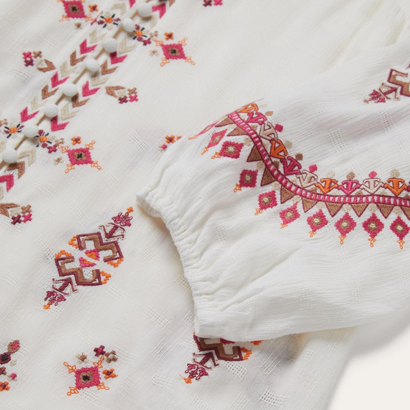Women Blouses | Stetson Dobby Peasant Blouse White