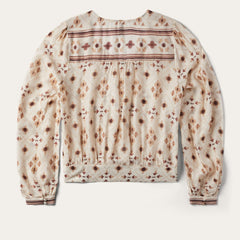 Women Blouses | Stetson Gaucho Print Herringbone Blouse White