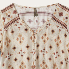 Women Blouses | Stetson Gaucho Print Herringbone Blouse White