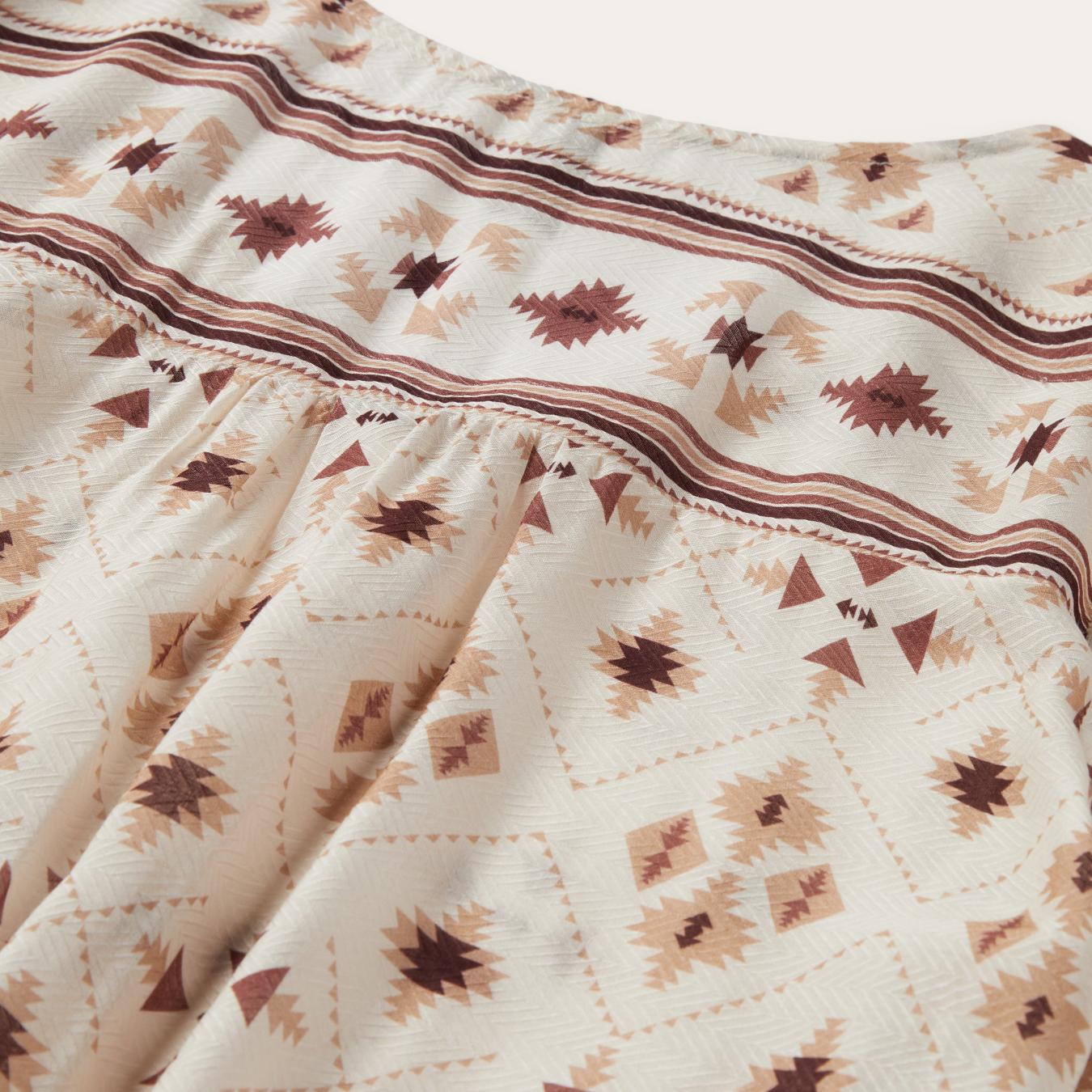Women Blouses | Stetson Gaucho Print Herringbone Blouse White