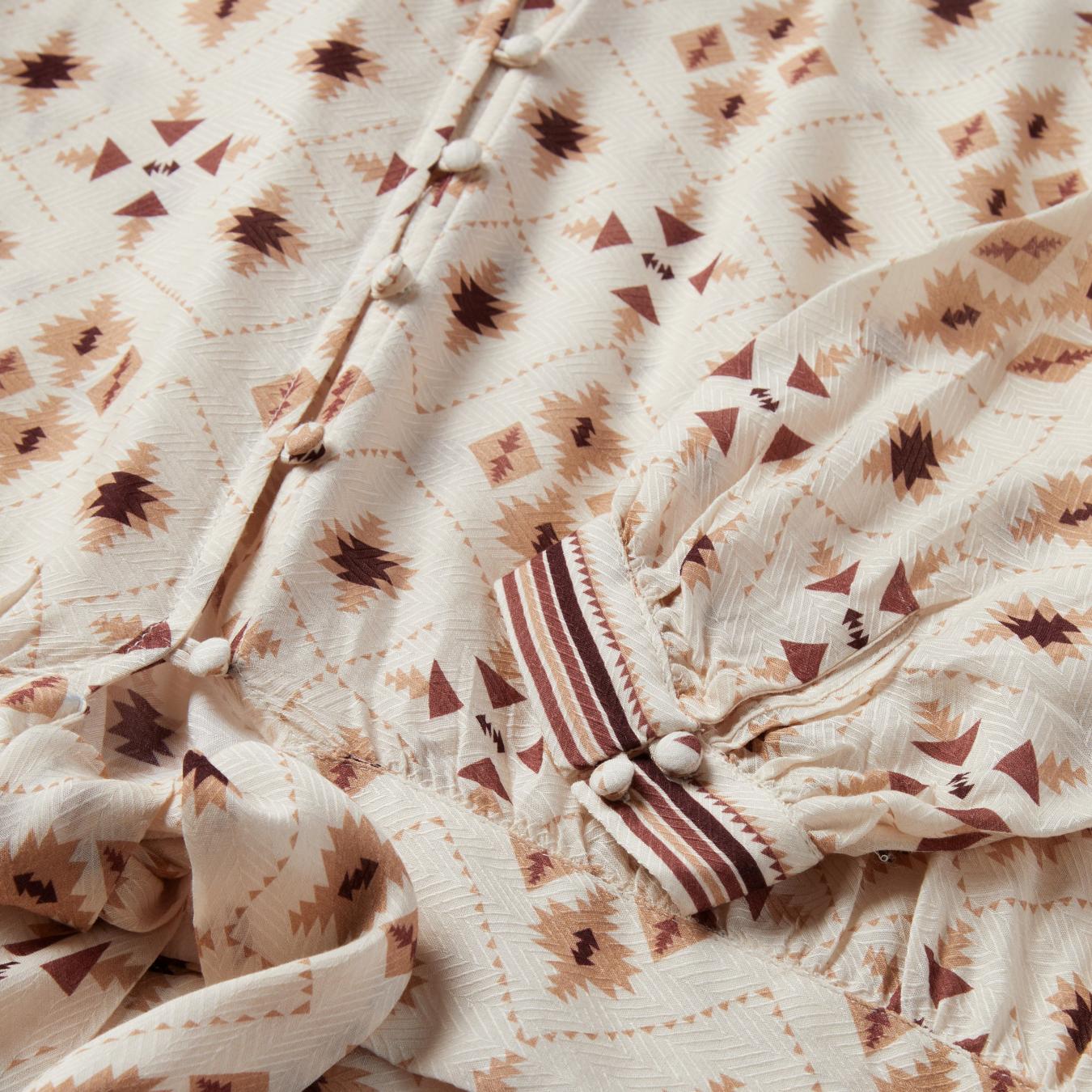 Women Blouses | Stetson Gaucho Print Herringbone Blouse White