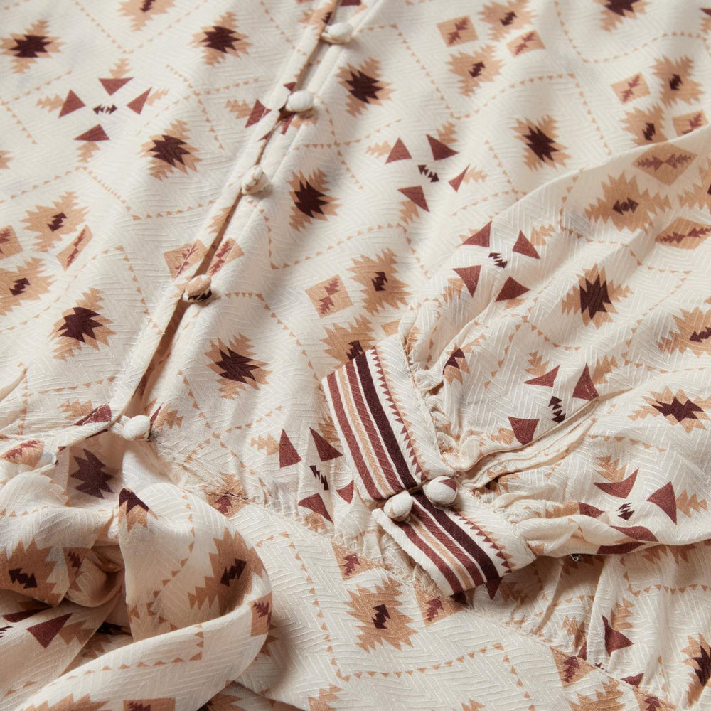 Women Blouses | Stetson Gaucho Print Herringbone Blouse White