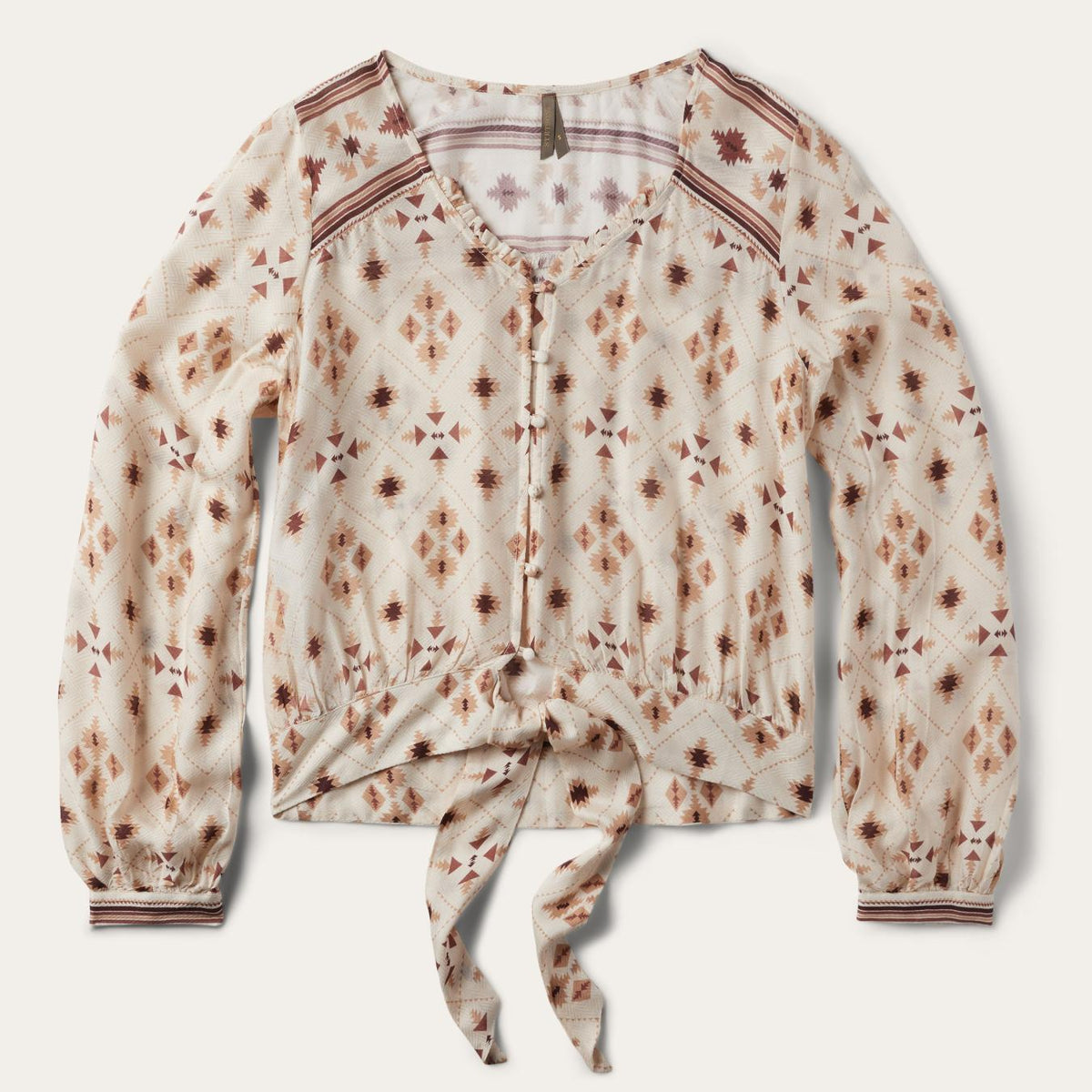 Women Blouses | Stetson Gaucho Print Herringbone Blouse White