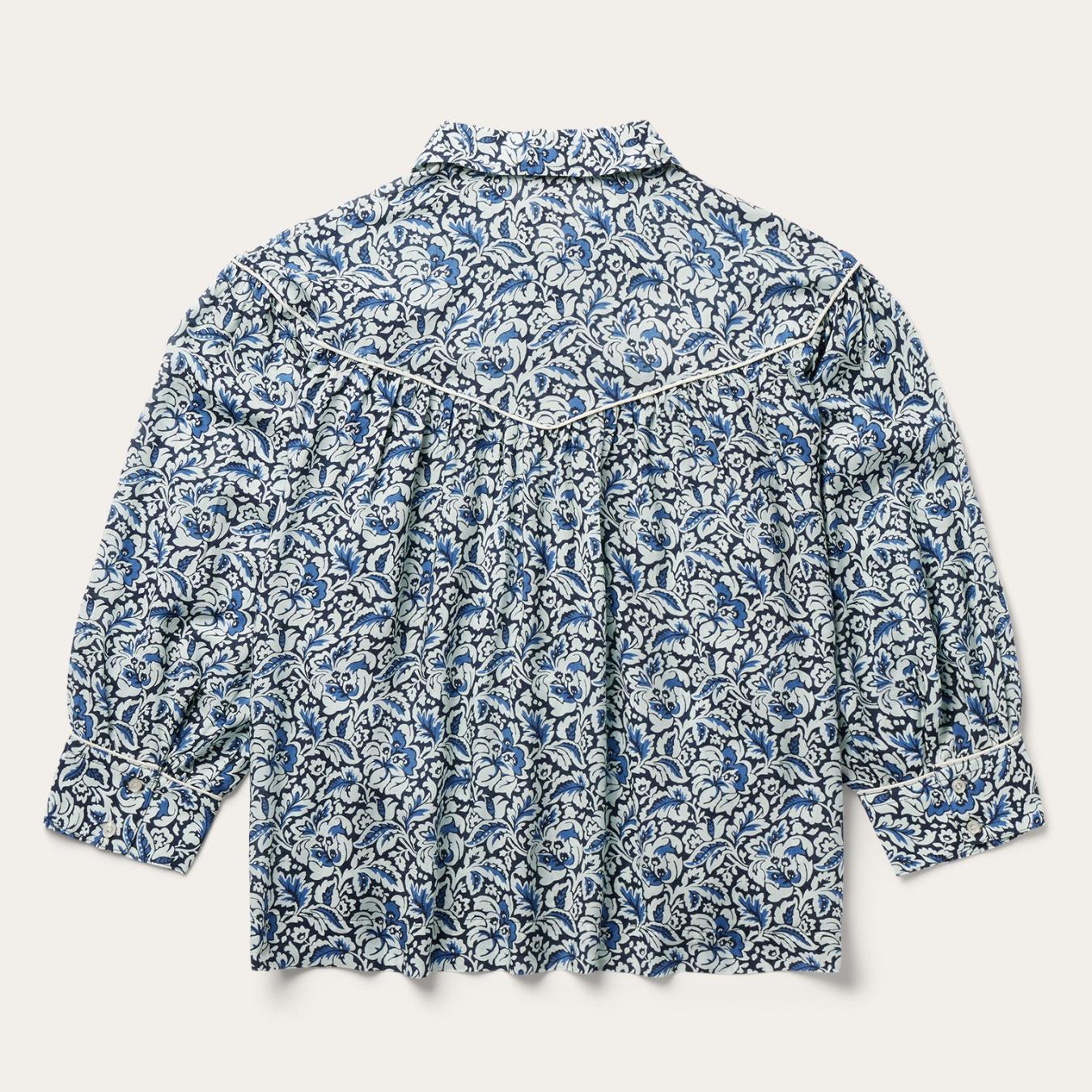 Women Blouses | Stetson Indigo Tapestry Print Blouse Blue