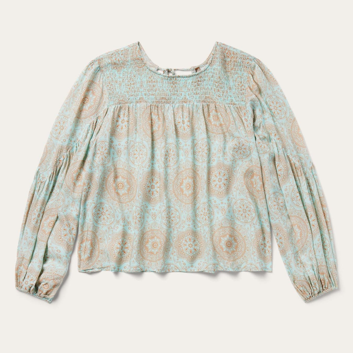 Women Blouses | Stetson Mandala Print Peasant Blouse Blue