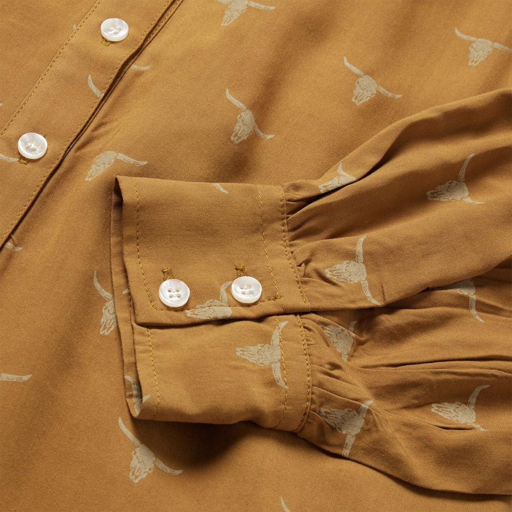 Women Blouses | Stetson Mojave Longhorn Print Poet Blouse Brown