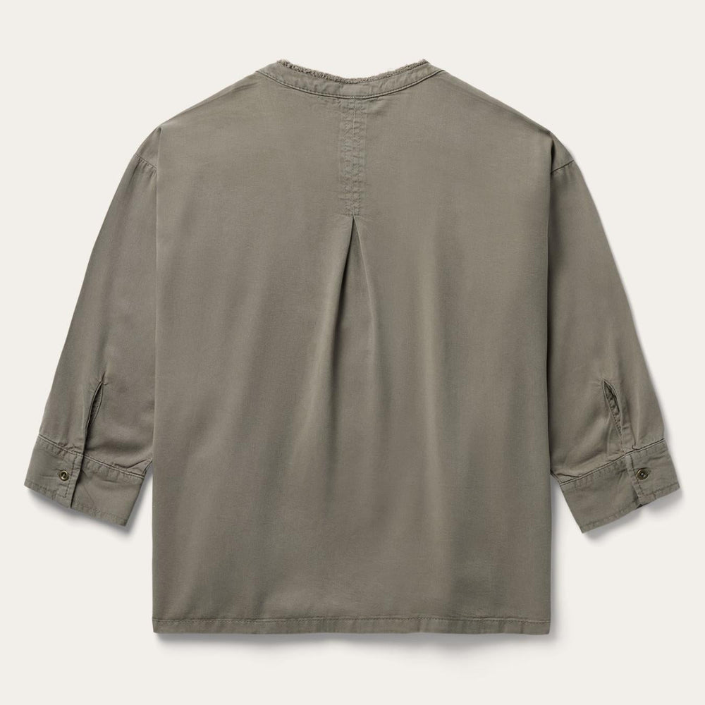 Women Blouses | Stetson Olive Twill Peasant Blouse Green