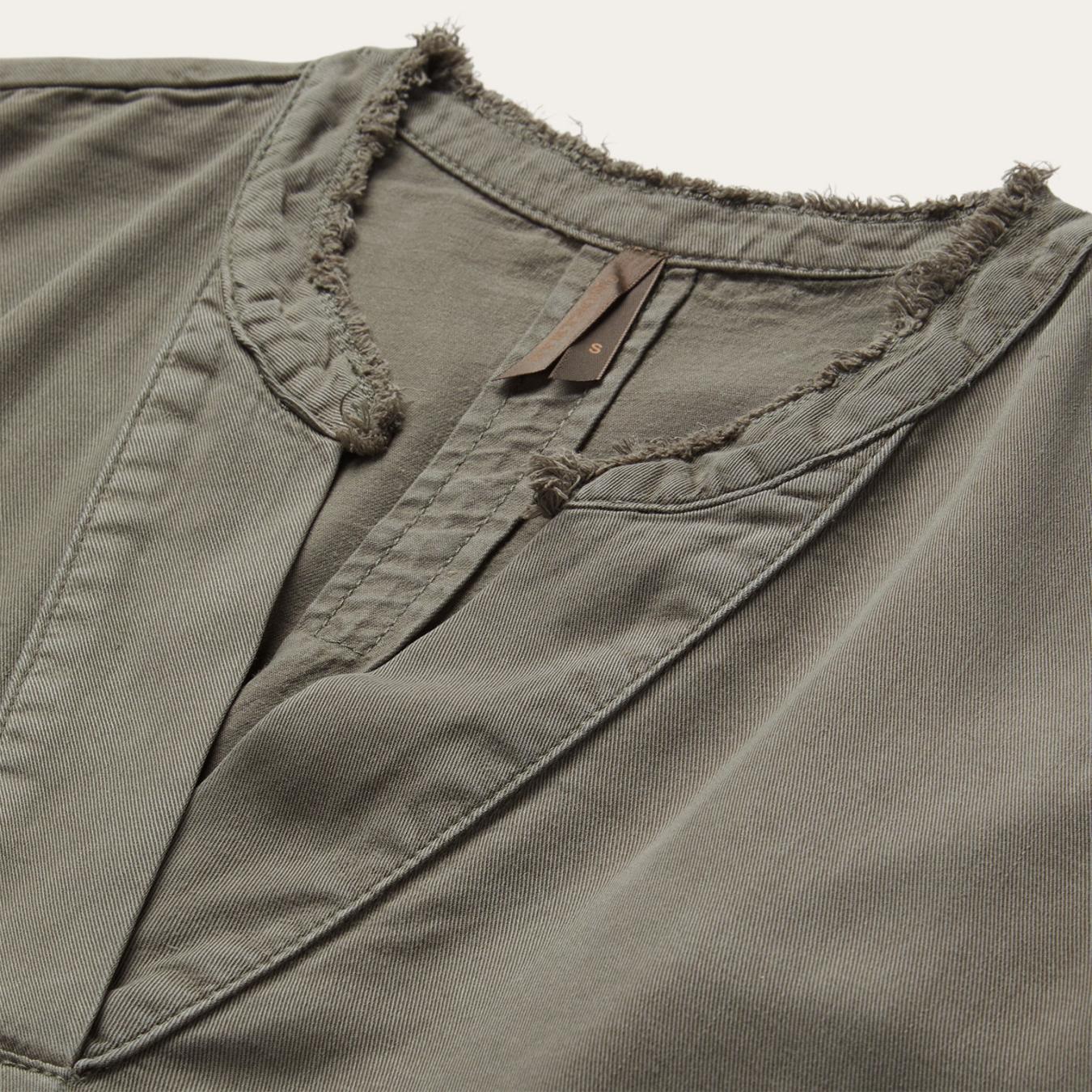 Women Blouses | Stetson Olive Twill Peasant Blouse Green