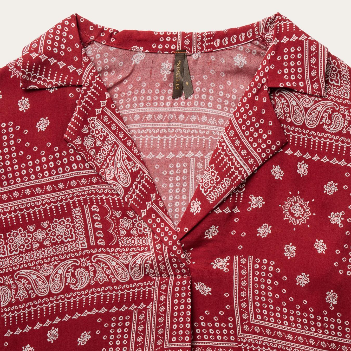 Women Blouses | Stetson Red Bandana Patchwork Blouse Red