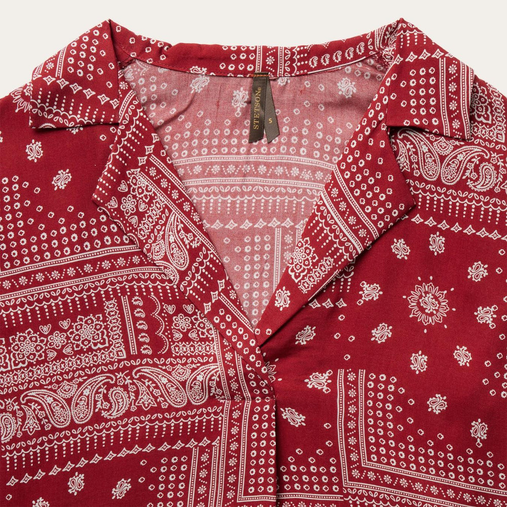 Women Blouses | Stetson Red Bandana Patchwork Blouse Red