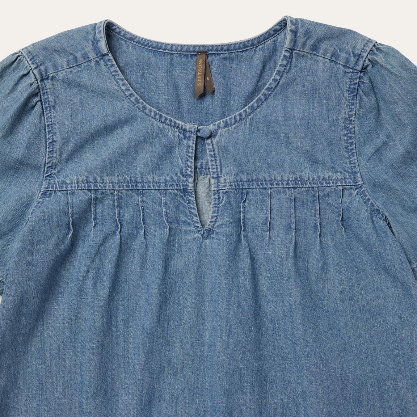Women Blouses | Stetson Short-Sleeved Denim Blouse Blue