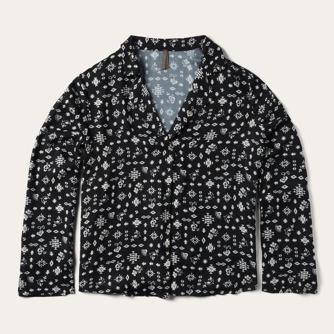 Women Blouses | Stetson Southwestern Ditzy Print Blouse Black