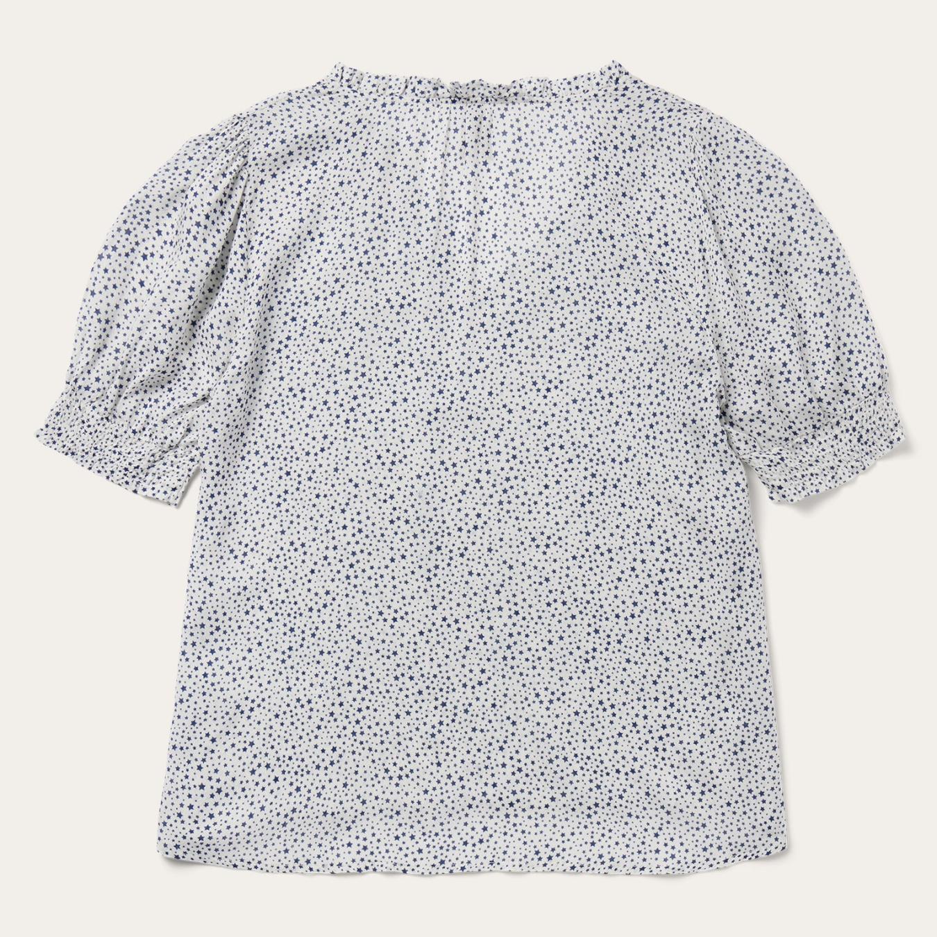Women Blouses | Stetson Stars Print Peasant Blouse White