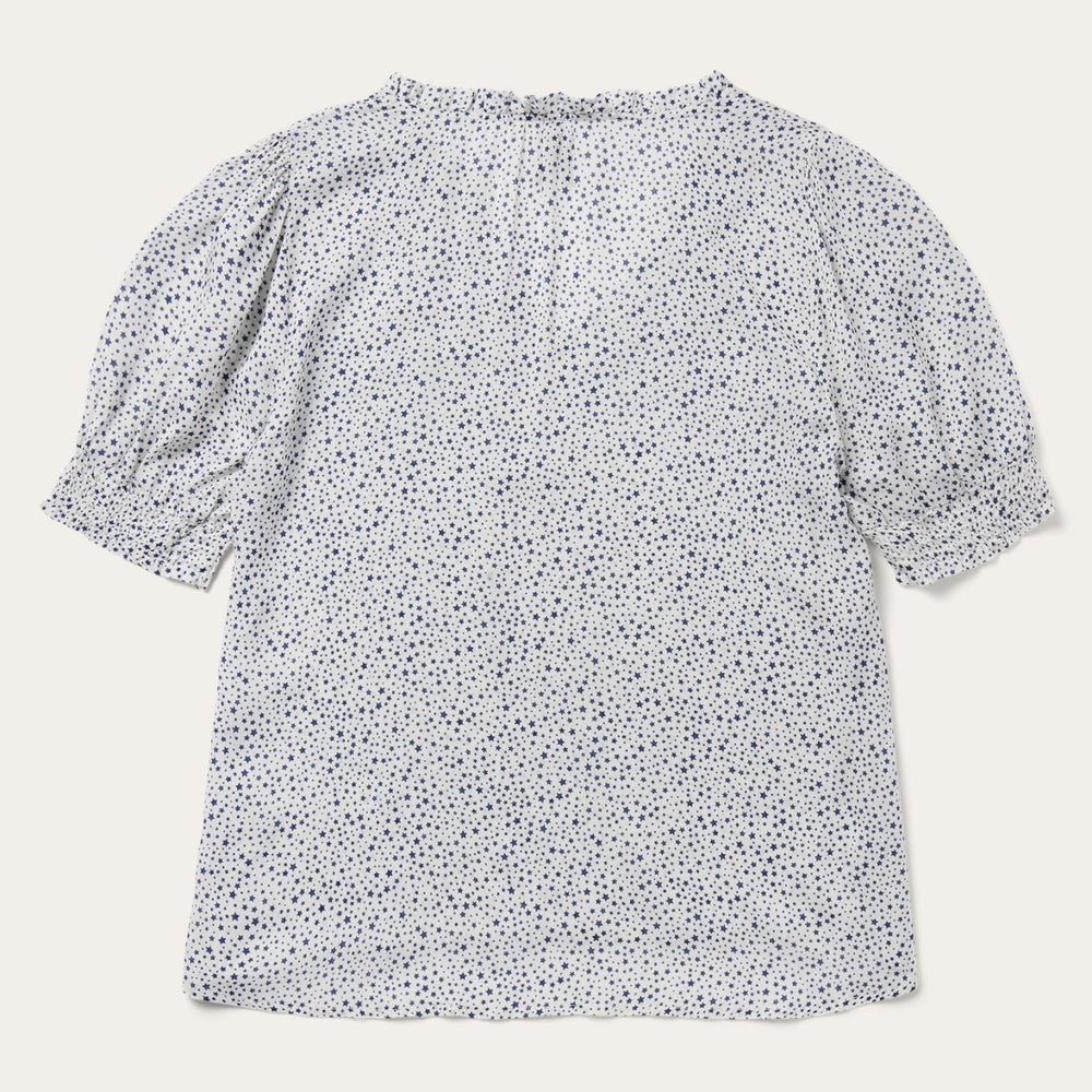 Women Blouses | Stetson Stars Print Peasant Blouse White