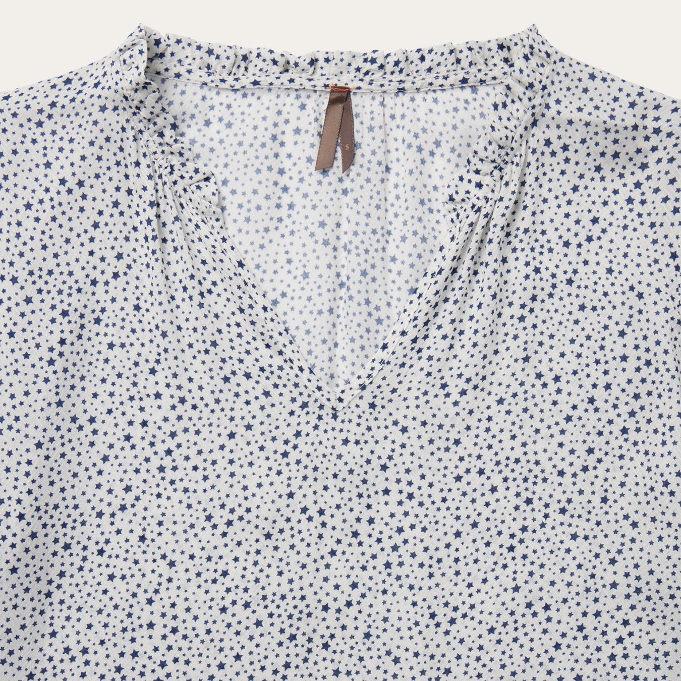 Women Blouses | Stetson Stars Print Peasant Blouse White