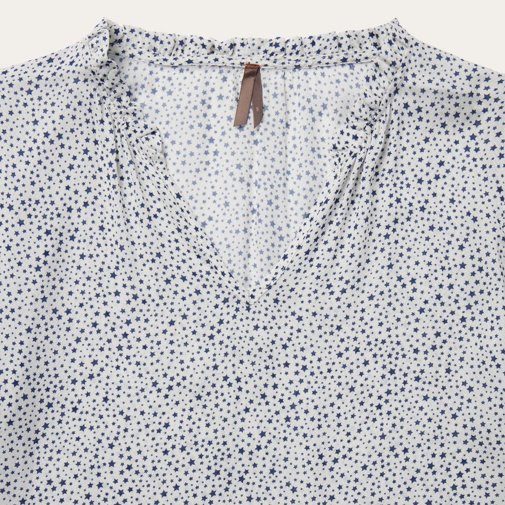 Women Blouses | Stetson Stars Print Peasant Blouse White
