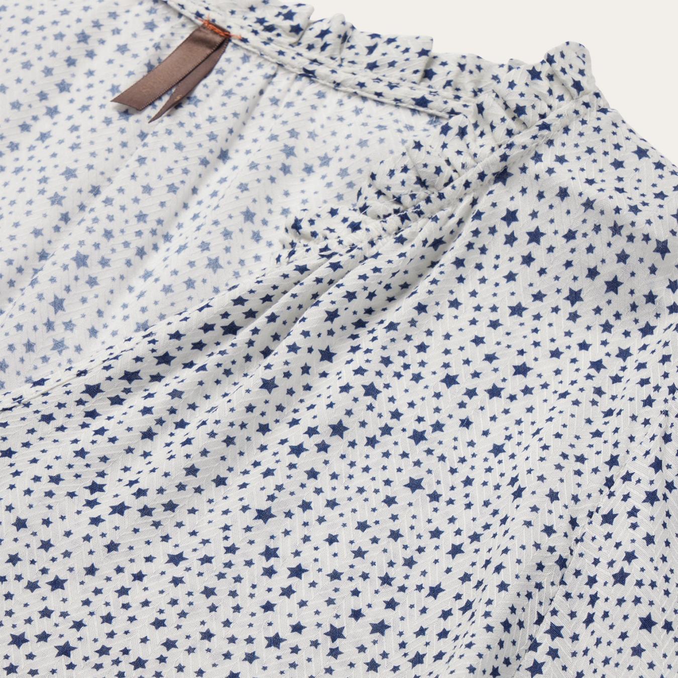 Women Blouses | Stetson Stars Print Peasant Blouse White