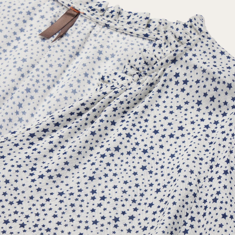 Women Blouses | Stetson Stars Print Peasant Blouse White