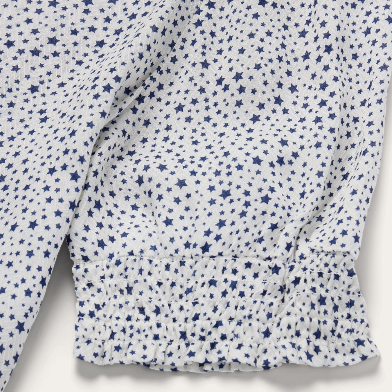 Women Blouses | Stetson Stars Print Peasant Blouse White