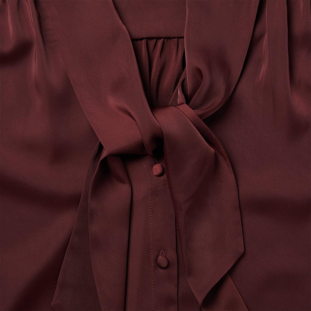 Women Blouses | Stetson Wine Satin Blouse Red