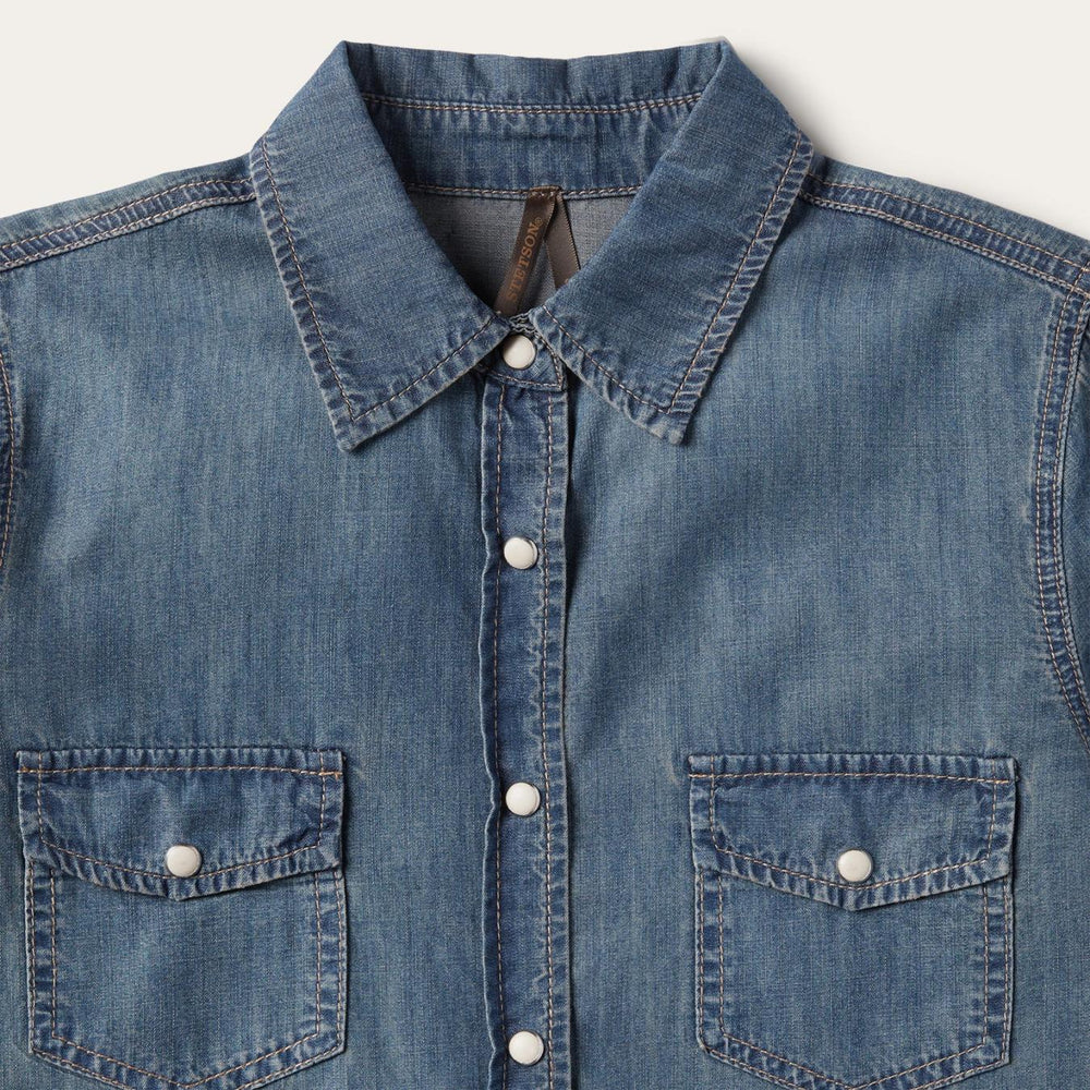 Women Denim Shirts | Stetson Boyfriend Fit Denim Shirt Blue