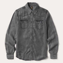 Women Denim Shirts | Stetson Boyfriend Fit Denim Shirt Washed Black