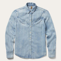 Women Denim Shirts | Stetson Curved Yoke Western Denim Shirt Blue