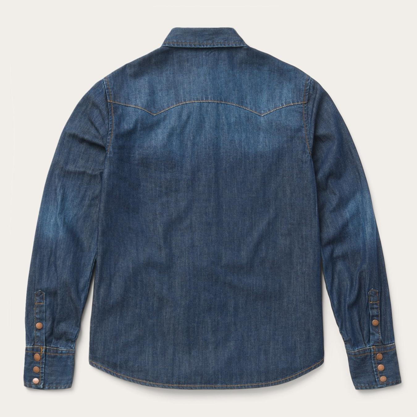 Women Denim Shirts | Stetson Dark Denim Snap Front Shirt Blue