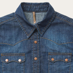Women Denim Shirts | Stetson Dark Denim Snap Front Shirt Blue