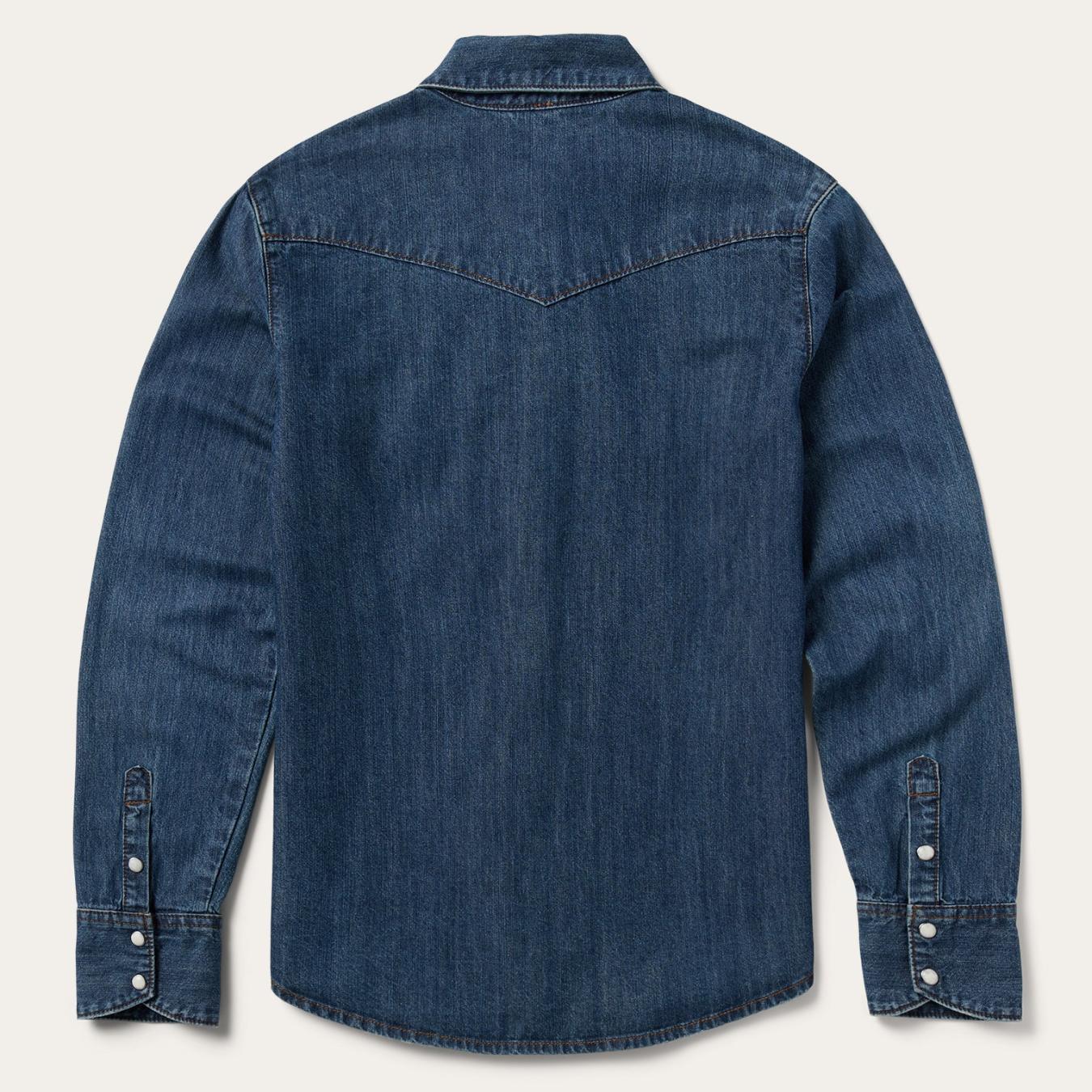 Women Denim Shirts | Stetson Dark Denim Snap Western Shirt Blue