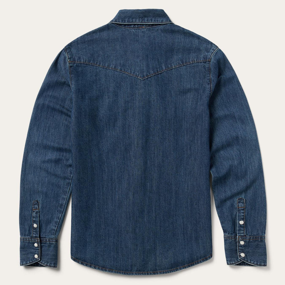 Women Denim Shirts | Stetson Dark Denim Snap Western Shirt Blue