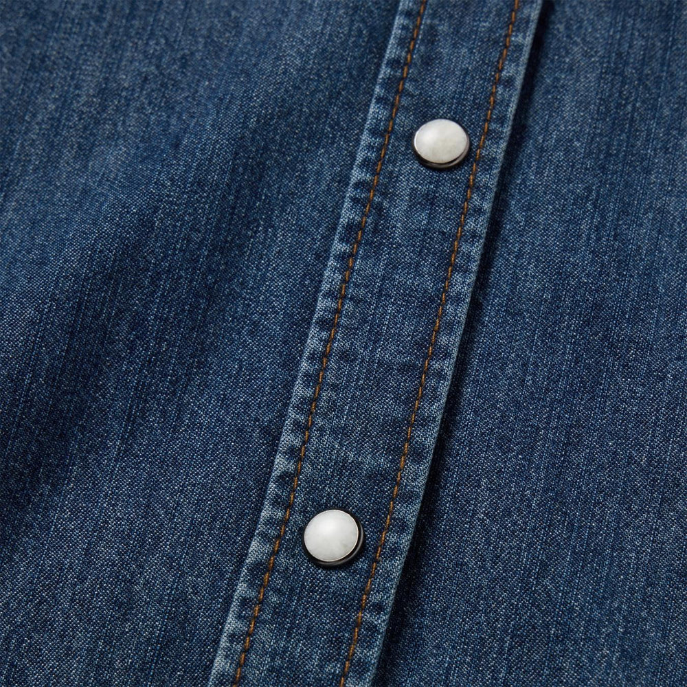 Women Denim Shirts | Stetson Dark Denim Snap Western Shirt Blue