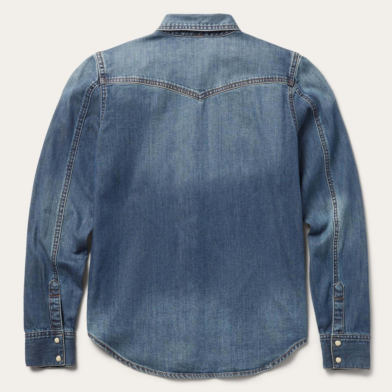 Women Denim Shirts | Stetson Distressed Denim Shirt Blue