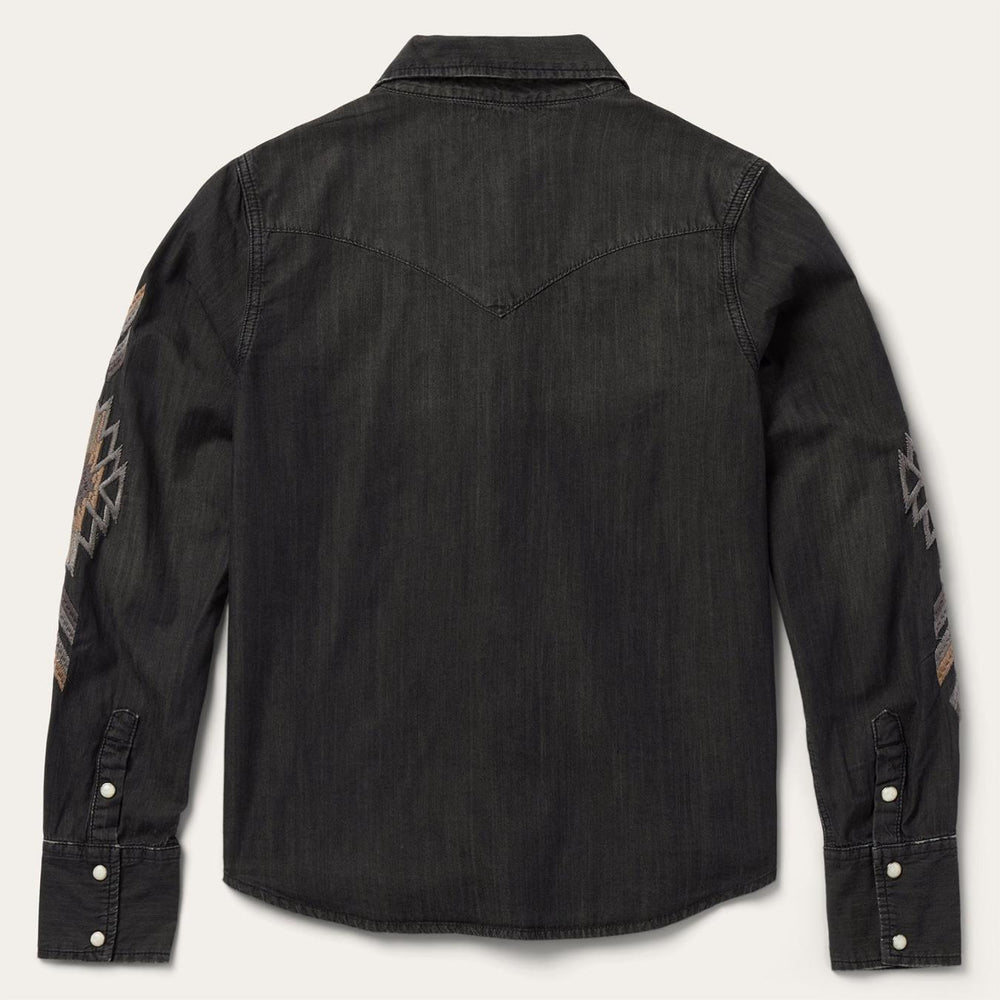 Women Denim Shirts | Stetson Embroidered Black Denim Shirt Black