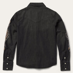 Women Denim Shirts | Stetson Embroidered Black Denim Shirt Black