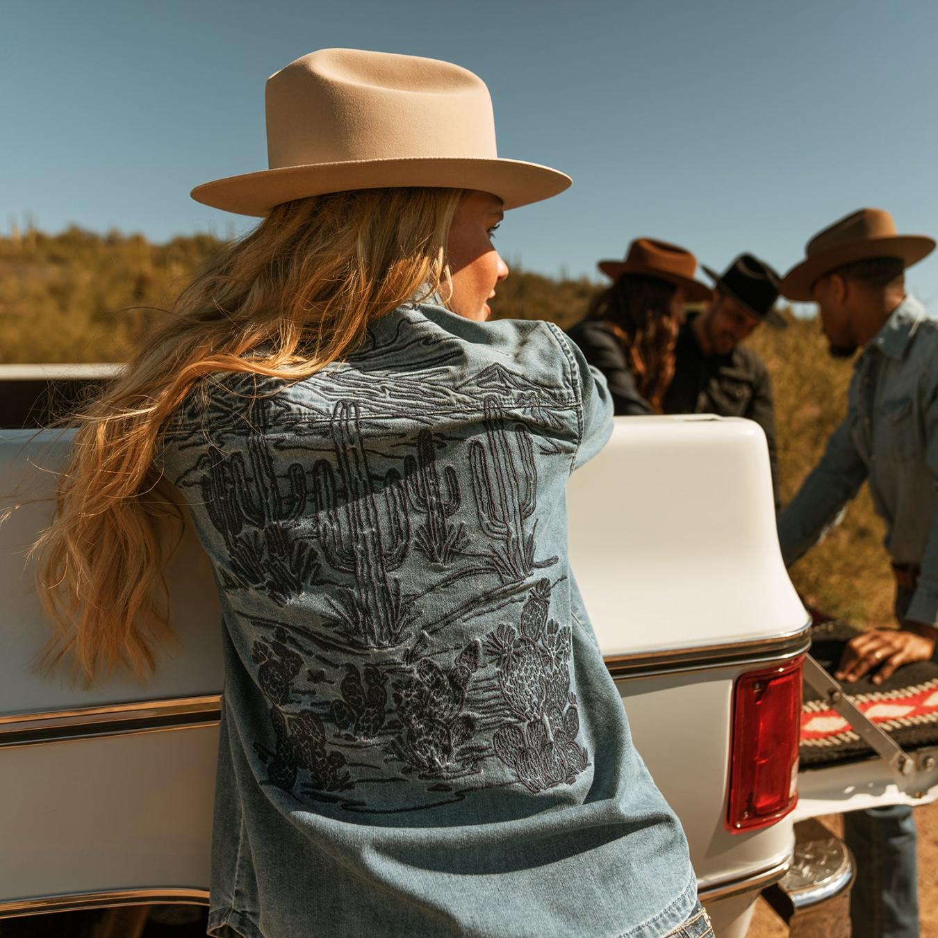 Women Denim Shirts | Stetson Embroidered Boyfriend Fit Denim Shirt Blue