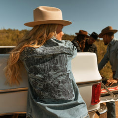 Women Denim Shirts | Stetson Embroidered Boyfriend Fit Denim Shirt Blue