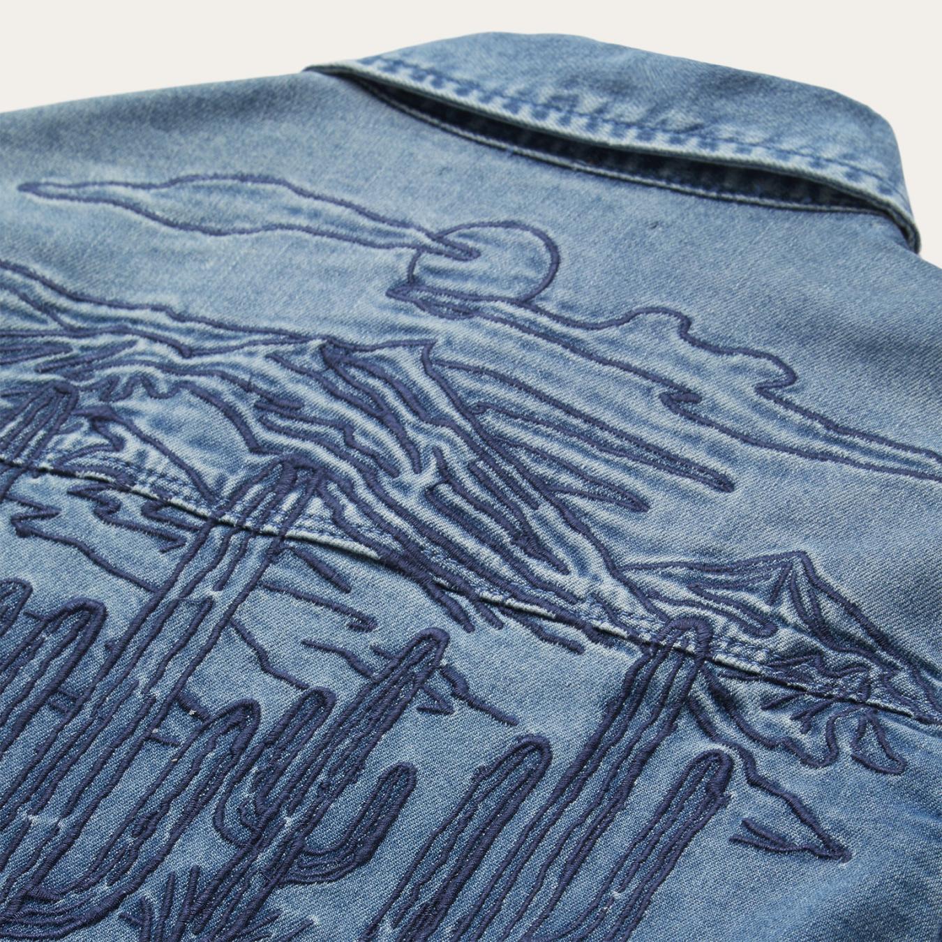 Women Denim Shirts | Stetson Embroidered Boyfriend Fit Denim Shirt Blue