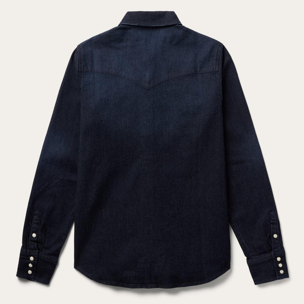 Women Denim Shirts | Stetson Embroidered Dark Denim Snap Front Shirt Blue