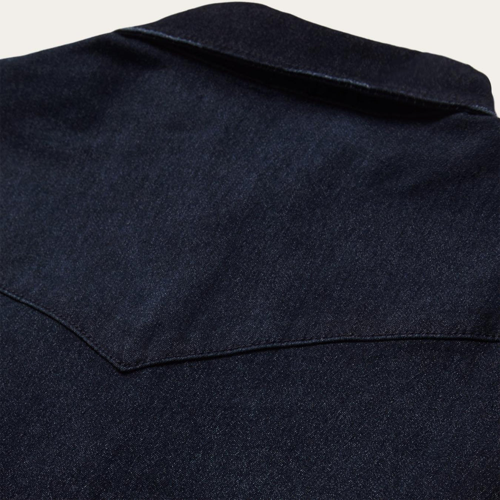 Women Denim Shirts | Stetson Embroidered Dark Denim Snap Front Shirt Blue
