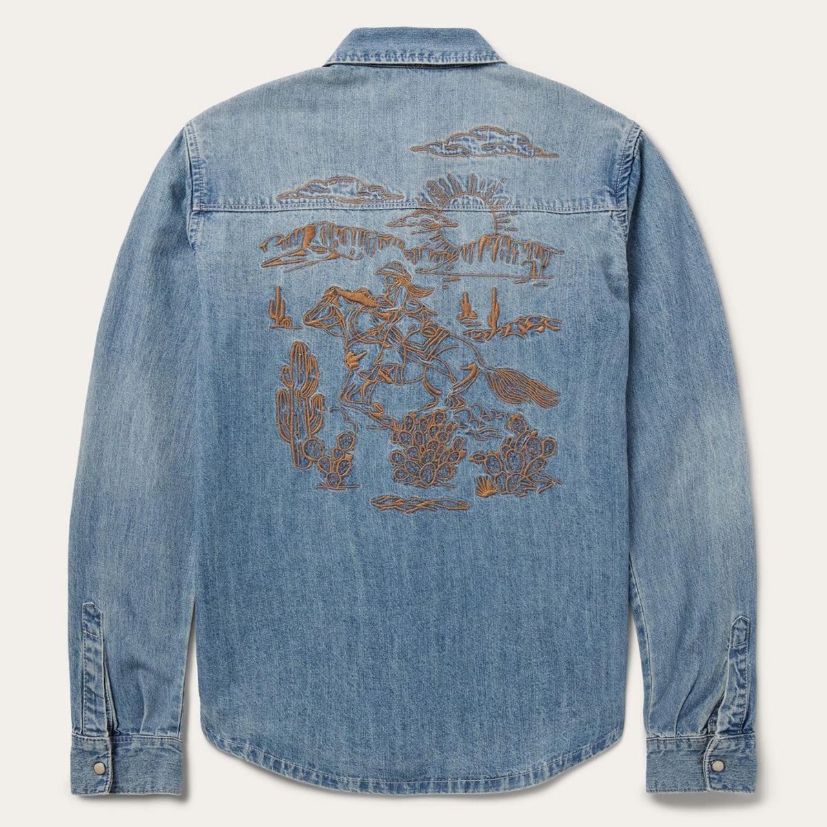 Women Denim Shirts | Stetson Embroidered Light Denim Shirt Blue