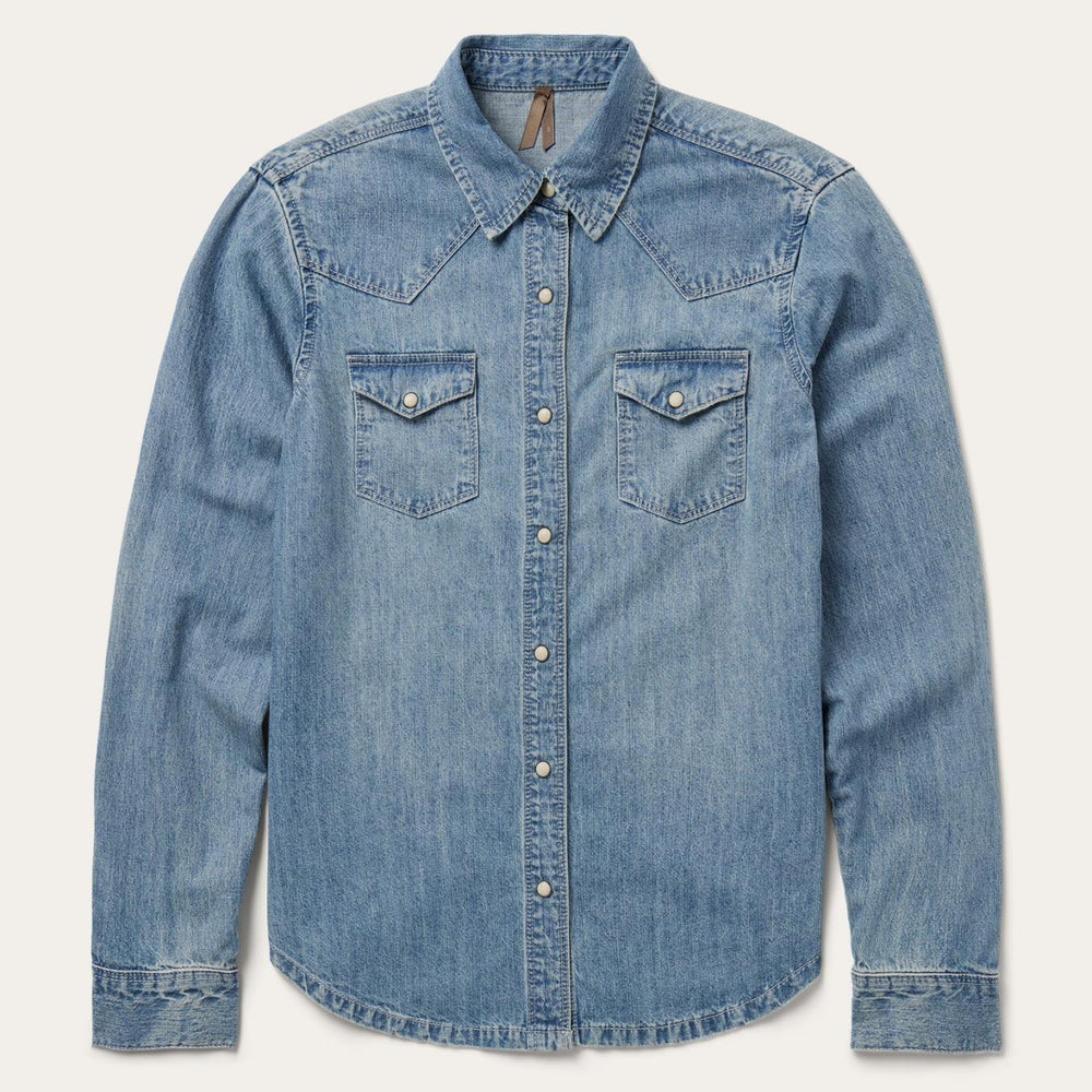 Women Denim Shirts | Stetson Embroidered Light Denim Shirt Blue