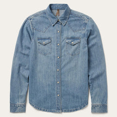 Women Denim Shirts | Stetson Embroidered Light Denim Shirt Blue