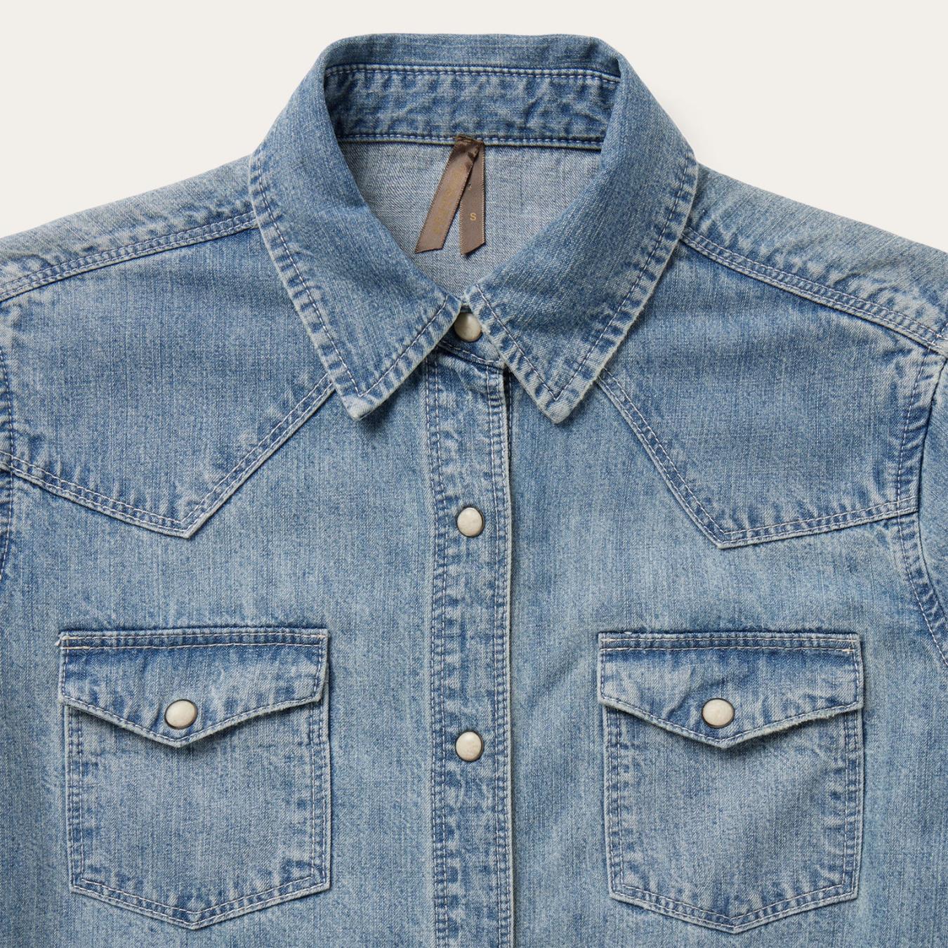 Women Denim Shirts | Stetson Embroidered Light Denim Shirt Blue