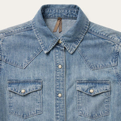 Women Denim Shirts | Stetson Embroidered Light Denim Shirt Blue