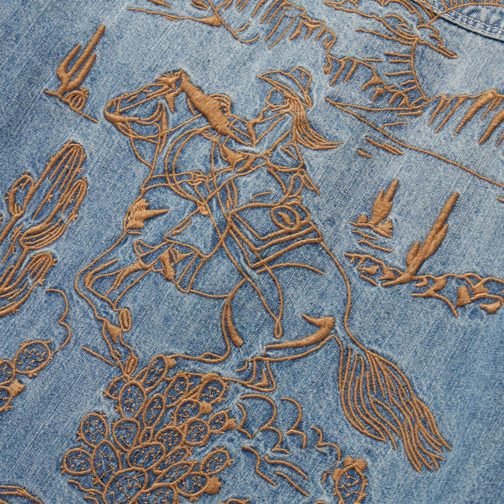 Women Denim Shirts | Stetson Embroidered Light Denim Shirt Blue
