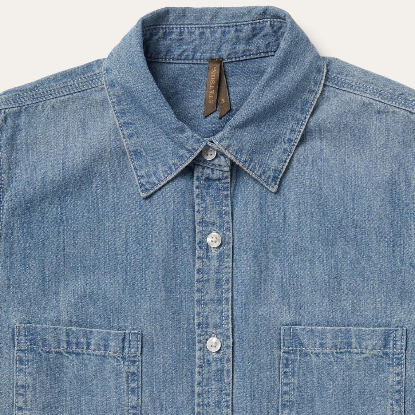 Women Denim Shirts | Stetson Long-Sleeved Denim Shirt Blue