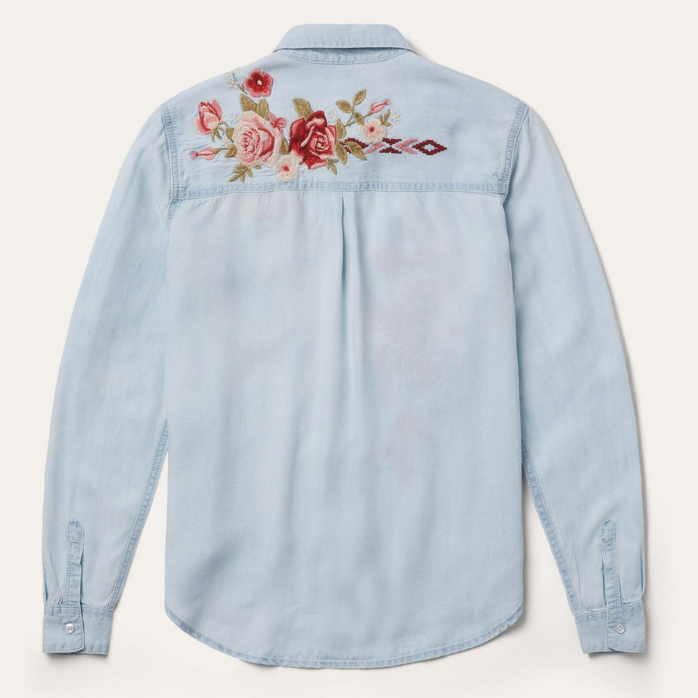 Women Denim Shirts | Stetson Long-Sleeved Embroidered Shirt Blue